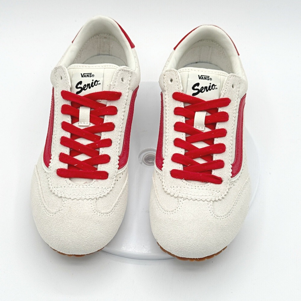 Vans Super Lowpro Size 8 Womens Suede Marshmallow/Red NEW - Picture 8 of 10